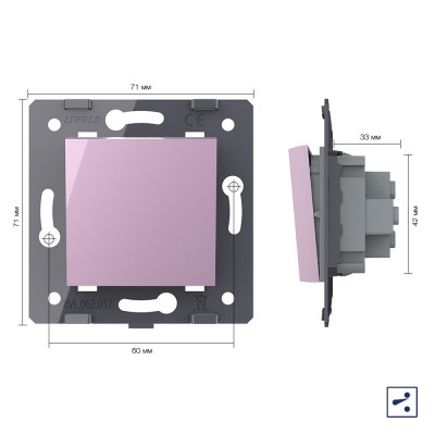 Одноклавишный простой и проходной механический выключатель Livolo, цвет розовый (механизм) VL-C7-K1S-17 Одноклавишный простой и проходной механический выключатель Livolo, цвет розовый (механизм) VL-C7-K1S-17