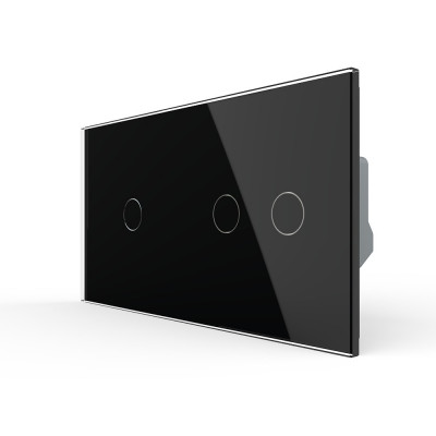 Сенсорный выключатель Livolo 3 клавиши (1-2), 2 поста, цвет черный VL-C701/C702-12 Сенсорный выключатель Livolo 3 клавиши (1-2), 2 поста, цвет черный VL-C701/C702-12