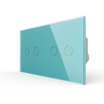 Сенсорный выключатель Livolo 4 клавиши (2-2), 2 поста, цвет зеленый VL-C702/C702-18 Сенсорный выключатель Livolo 4 клавиши (2-2), 2 поста, цвет зеленый VL-C702/C702-18