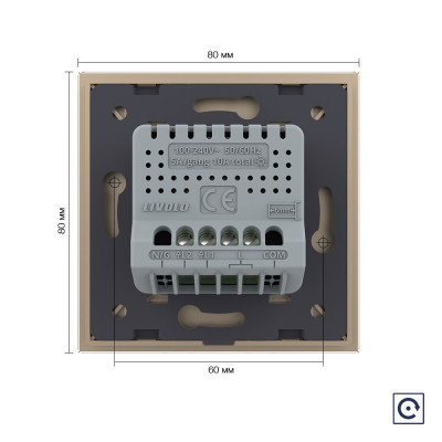Двухклавишная сенсорная кнопка Livolo, 1 пост, цвет золотой VL-C702B-2AG Двухклавишная сенсорная кнопка Livolo, 1 пост, цвет золотой VL-C702B-2AG