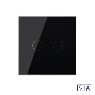 Двухклавишный сенсорный диммер Livolo с функцией радиоуправления, 1 пост, цвет черный VL-C702D2R-2BG Двухклавишный сенсорный диммер Livolo с функцией радиоуправления, 1 пост, цвет черный VL-C702D2R-2BG