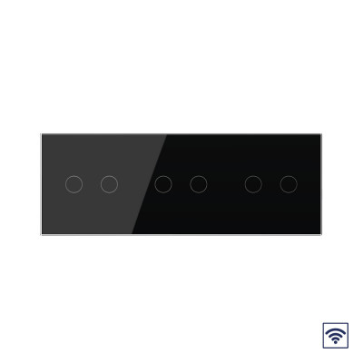 Сенсорный выключатель Livolo с функцией радиоуправления, 6 клавиш (2-2-2), 3 поста, цвет черный VL-C706R-12 Сенсорный выключатель Livolo с функцией радиоуправления, 6 клавиш (2-2-2), 3 поста, цвет черный VL-C706R-12