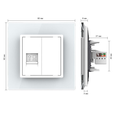 Розетка интернет одинарная RJ-45 кат.6 Livolo, 1 пост, цвет белый VL-C791C-11 Розетка интернет одинарная RJ-45 кат.6 Livolo, 1 пост, цвет белый VL-C791C-11