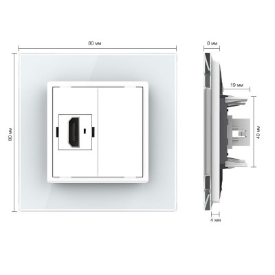 Розетка HDMI 2.0 одинарная Livolo, 1 пост, цвет белый VL-C791HD-11 Розетка HDMI 2.0 одинарная Livolo, 1 пост, цвет белый VL-C791HD-11