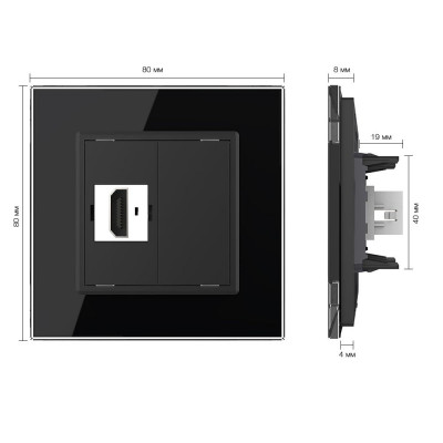 Розетка HDMI 2.0 одинарная Livolo, 1 пост, цвет черный VL-C791HD-12 Розетка HDMI 2.0 одинарная Livolo, 1 пост, цвет черный VL-C791HD-12