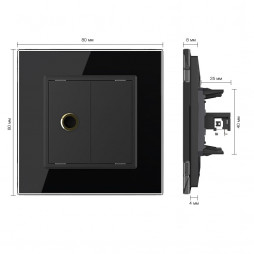 Розетка микрофон TRS 6.3 JACK одинарная Livolo, 1 пост, цвет черный