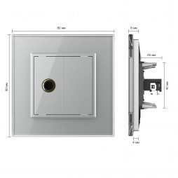 Розетка микрофон TRS 6.3 JACK одинарная Livolo, 1 пост, цвет серый
