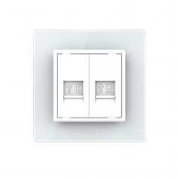 Розетка телефонная RJ-11 кат.3 и интернет RJ-45 кат.6 Livolo, 1 пост, цвет белый