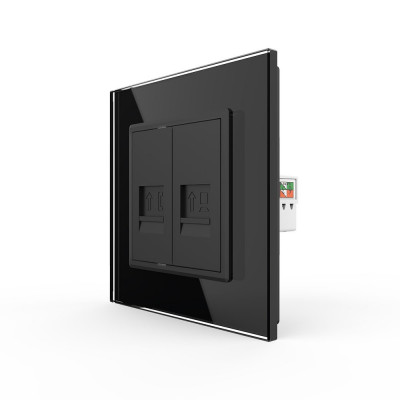 Розетка телефонная RJ-11 кат.3 и интернет RJ-45 кат.6 Livolo, 1 пост, цвет черный VL-C791TC-12 Розетка телефонная RJ-11 кат.3 и интернет RJ-45 кат.6 Livolo, 1 пост, цвет черный VL-C791TC-12