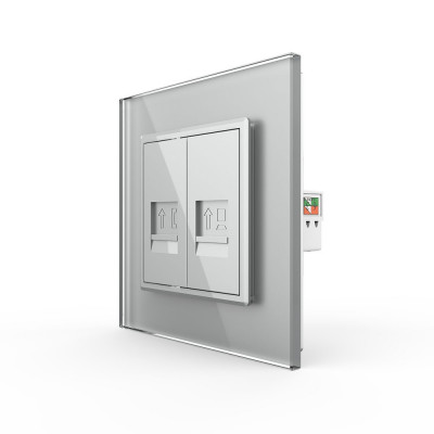 Розетка телефонная RJ-11 кат.3 и интернет RJ-45 кат.6 Livolo, 1 пост, цвет серый VL-C791TC-15 Розетка телефонная RJ-11 кат.3 и интернет RJ-45 кат.6 Livolo, 1 пост, цвет серый VL-C791TC-15