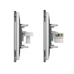 Розетка телефонная RJ-11 кат.3 и интернет RJ-45 кат.6 Livolo, 1 пост, цвет серый