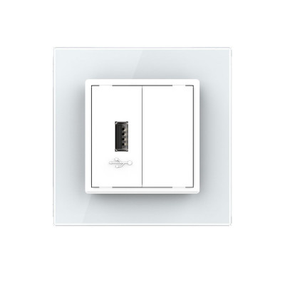 Розетка с одним USB type-A, блоком питания 5В 2.1А Livolo, 1 пост, цвет белый VL-C791USB-11 Розетка с одним USB type-A, блоком питания 5В 2.1А Livolo, 1 пост, цвет белый VL-C791USB-11