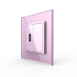 Розетка с одним USB type-A, блоком питания 5В 2.1А Livolo, 1 пост, цвет розовый