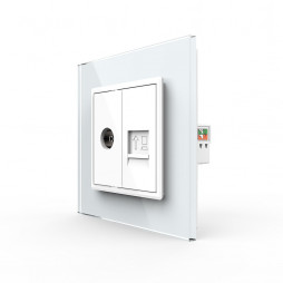 Розетка телевизионная и интернет RJ-45 кат.6 Livolo, 1 пост, цвет белый