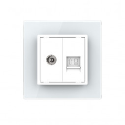 Розетка телевизионная и интернет RJ-45 кат.6 Livolo, 1 пост, цвет белый