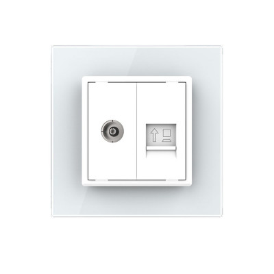 Розетка телевизионная и интернет RJ-45 кат.6 Livolo, 1 пост, цвет белый VL-C791VC-11 Розетка телевизионная и интернет RJ-45 кат.6 Livolo, 1 пост, цвет белый VL-C791VC-11