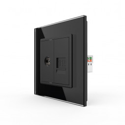 Розетка телевизионная и интернет RJ-45 кат.6 Livolo, 1 пост, цвет черный