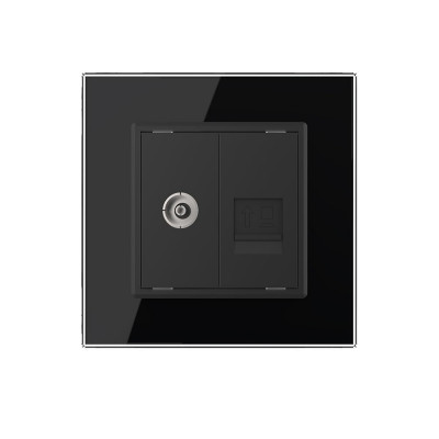 Розетка телевизионная и интернет RJ-45 кат.6 Livolo, 1 пост, цвет черный VL-C791VC-12 Розетка телевизионная и интернет RJ-45 кат.6 Livolo, 1 пост, цвет черный VL-C791VC-12