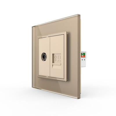 Розетка телевизионная и интернет RJ-45 кат.6 Livolo, 1 пост, цвет золотой VL-C791VC-13 Розетка телевизионная и интернет RJ-45 кат.6 Livolo, 1 пост, цвет золотой VL-C791VC-13
