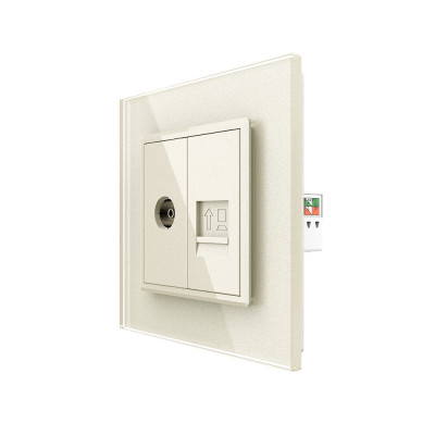 Розетка телевизионная и интернет RJ-45 кат.6 Livolo, 1 пост, цвет жемчужный VL-C791VC-14 Розетка телевизионная и интернет RJ-45 кат.6 Livolo, 1 пост, цвет жемчужный VL-C791VC-14