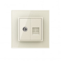 Розетка телевизионная и интернет RJ-45 кат.6 Livolo, 1 пост, цвет жемчужный