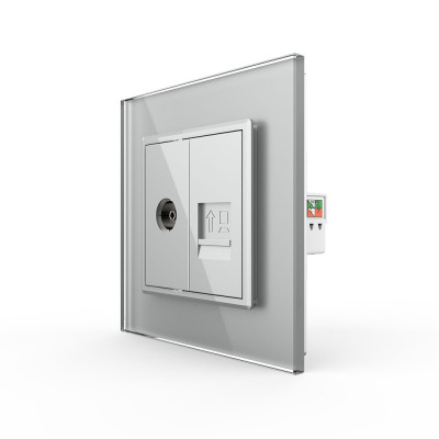Розетка телевизионная и интернет RJ-45 кат.6 Livolo, 1 пост, цвет серый VL-C791VC-15 Розетка телевизионная и интернет RJ-45 кат.6 Livolo, 1 пост, цвет серый VL-C791VC-15