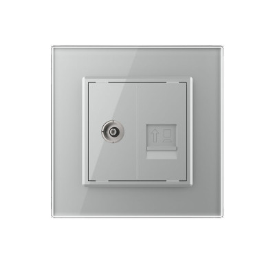 Розетка телевизионная и интернет RJ-45 кат.6 Livolo, 1 пост, цвет серый VL-C791VC-15 Розетка телевизионная и интернет RJ-45 кат.6 Livolo, 1 пост, цвет серый VL-C791VC-15