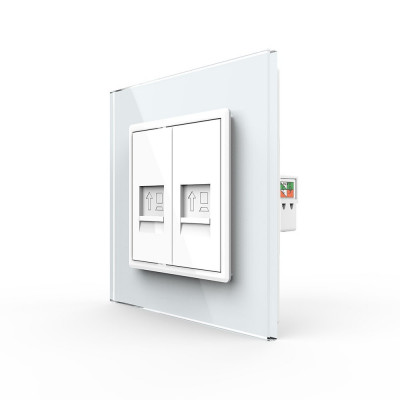Розетка интернет двойная RJ-45 кат.6 Livolo, 1 пост, цвет белый VL-C792C-11 Розетка интернет двойная RJ-45 кат.6 Livolo, 1 пост, цвет белый VL-C792C-11