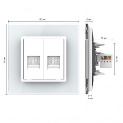 Розетка интернет двойная RJ-45 кат.6 Livolo, 1 пост, цвет белый
