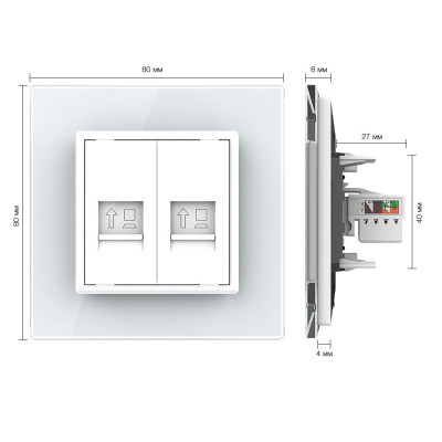 Розетка интернет двойная RJ-45 кат.6 Livolo, 1 пост, цвет белый VL-C792C-11 Розетка интернет двойная RJ-45 кат.6 Livolo, 1 пост, цвет белый VL-C792C-11