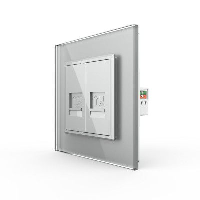 Розетка интернет двойная RJ-45 кат.6 Livolo, 1 пост, цвет серый VL-C792C-15 Розетка интернет двойная RJ-45 кат.6 Livolo, 1 пост, цвет серый VL-C792C-15