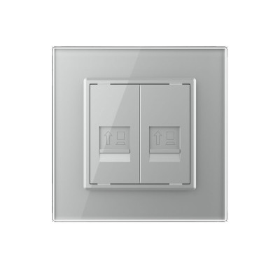 Розетка интернет двойная RJ-45 кат.6 Livolo, 1 пост, цвет серый VL-C792C-15 Розетка интернет двойная RJ-45 кат.6 Livolo, 1 пост, цвет серый VL-C792C-15