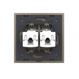 Розетка интернет двойная RJ-45 кат.6 Livolo, 1 пост, цвет шампань