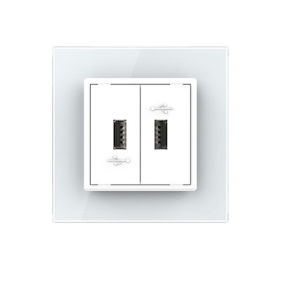 Розетка с двумя USB type-A, блоком питания 5В 2.1А Livolo, 1 пост, цвет белый VL-C792USB-11 Розетка с двумя USB type-A, блоком питания 5В 2.1А Livolo, 1 пост, цвет белый VL-C792USB-11