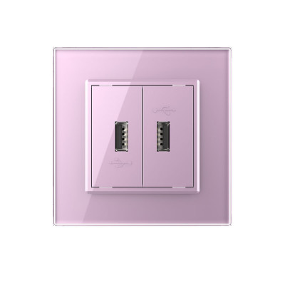 Розетка с двумя USB type-A, блоком питания 5В 2.1А Livolo, 1 пост, цвет розовый VL-C792USB-17 Розетка с двумя USB type-A, блоком питания 5В 2.1А Livolo, 1 пост, цвет розовый VL-C792USB-17