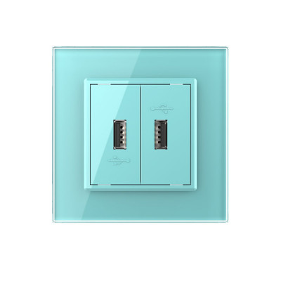 Розетка с двумя USB type-A, блоком питания 5В 2.1А Livolo, 1 пост, цвет зеленый VL-C792USB-18 Розетка с двумя USB type-A, блоком питания 5В 2.1А Livolo, 1 пост, цвет зеленый VL-C792USB-18