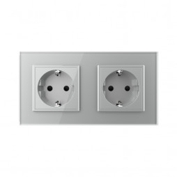 Розетка электрическая 16A Livolo, 2 поста, цвет серый