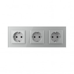 Розетка электрическая 16A Livolo, 3 поста, цвет серый