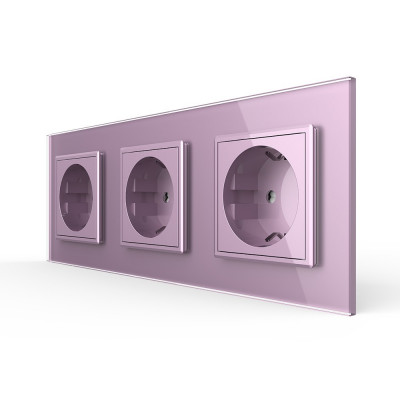 Розетка электрическая 16A Livolo, 3 поста, цвет розовый VL-C7C3EU-17 Розетка электрическая 16A Livolo, 3 поста, цвет розовый VL-C7C3EU-17