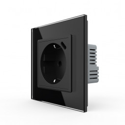 Розетка электрическая с USB type-C, блоком питания 18W Livolo, 1 пост, цвет черный