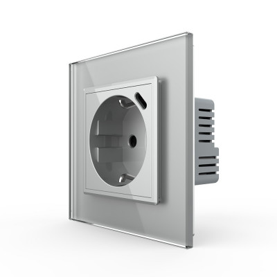 Розетка электрическая с USB type-C, блоком питания 18W Livolo, 1 пост, цвет серый VL-C7CTF16A.UC18W-2IP Розетка электрическая с USB type-C, блоком питания 18W Livolo, 1 пост, цвет серый VL-C7CTF16A.UC18W-2IP