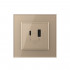 Розетка USB type-C и USB type-A, блоком питания 36W Livolo, 1 пост, цвет золотой VL-C7VUA18W.UC18W-2AP Розетка USB type-C и USB type-A, блоком питания 36W Livolo, 1 пост, цвет золотой VL-C7VUA18W.UC18W-2AP