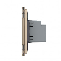 Розетка USB type-C и USB type-A, блоком питания 36W Livolo, 1 пост, цвет золотой