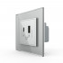 Розетка USB type-C и USB type-A, блоком питания 36W Livolo, 1 пост, цвет серый VL-C7VUA18W.UC18W-2IP Розетка USB type-C и USB type-A, блоком питания 36W Livolo, 1 пост, цвет серый VL-C7VUA18W.UC18W-2IP
