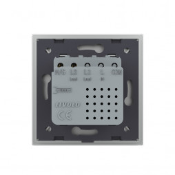 Розетка USB type-C и USB type-A, блоком питания 36W Livolo, 1 пост, цвет серый