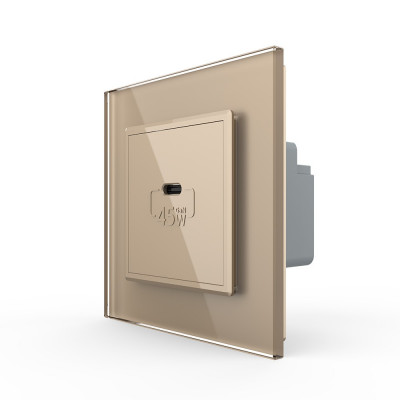 Розетка USB type-C, блоком питания 45W Livolo, 1 пост, цвет золотой VL-C7VUC-2AP Розетка USB type-C, блоком питания 45W Livolo, 1 пост, цвет золотой VL-C7VUC-2AP