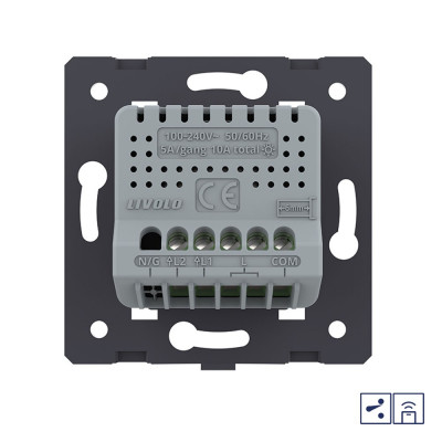 Двухклавишный проходной сенсорный выключатель Livolo с функцией радиоуправления (механизм) VL-FC2SR-2G Двухклавишный проходной сенсорный выключатель Livolo с функцией радиоуправления (механизм) VL-FC2SR-2G