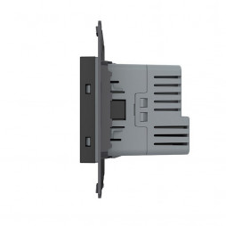Розетка электрическая с заземлением защитными шторками 16A + USB type C с блоком питания 18W Livolo, цвет черный (механизм)