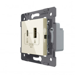 Розетка USB type C+A с блоком питания 36W Livolo, цвет жемчужный (механизм)