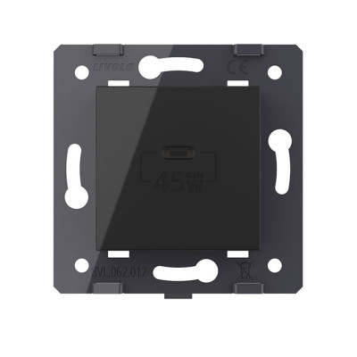 Розетка USB type C с блоком питания 45W Livolo, цвет черный (механизм) VL-FCUC-2BP Розетка USB type C с блоком питания 45W Livolo, цвет черный (механизм) VL-FCUC-2BP
